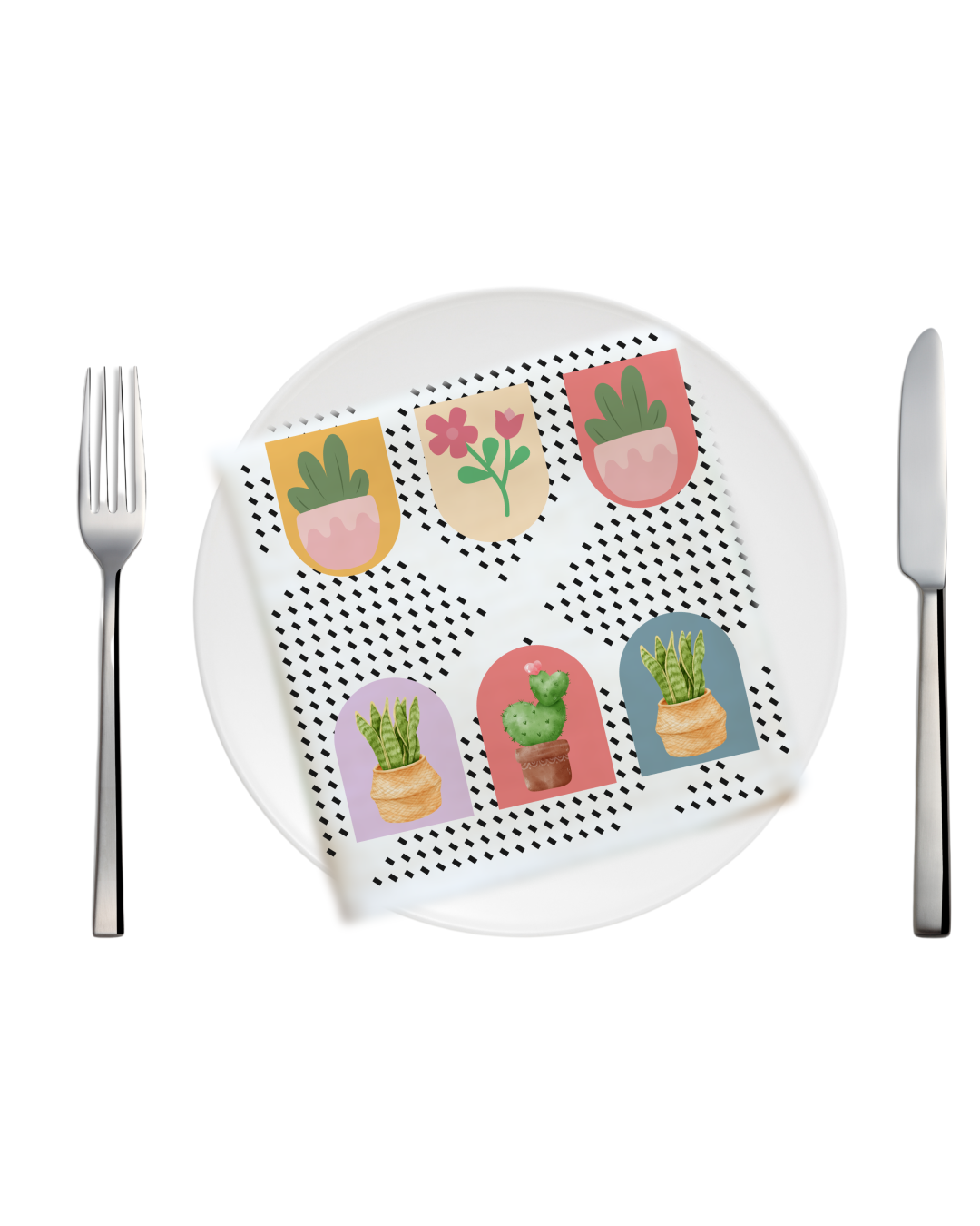 Tea Napkin - Abstract Floral and Colorful Plant Pattern (Ships Only To India)