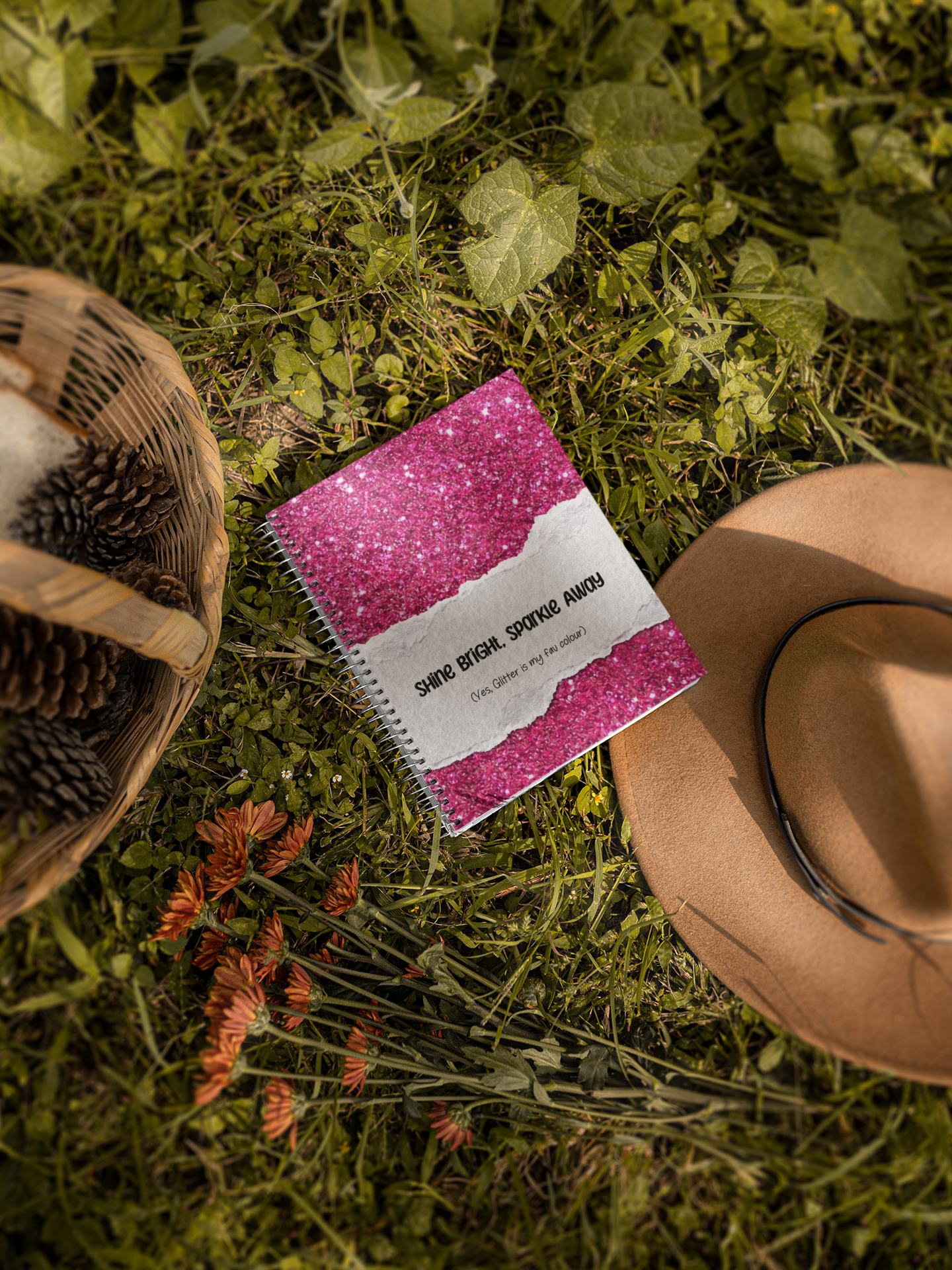 Shine Bright, Sparkle Away Pink Glitter Spiral Wiro Notepad (Ships Only To India)