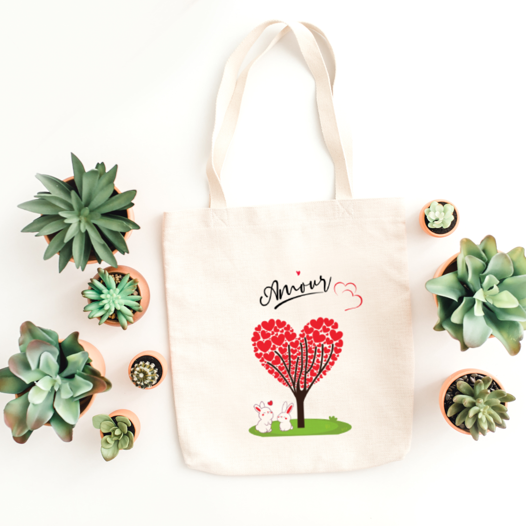 Cute Love Amour Rabbits Tote Bag (Ships Only To India)