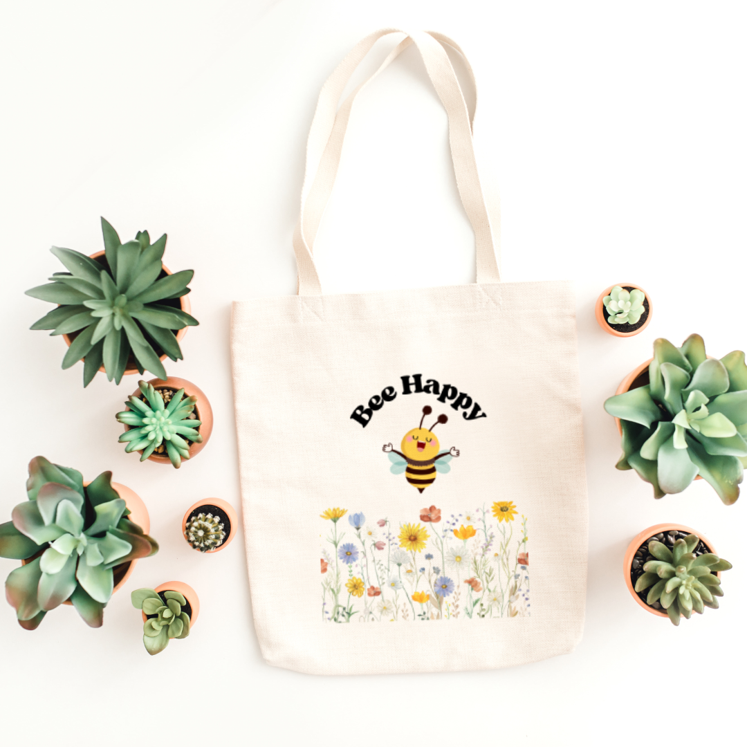 Bee Happy Tote Bag (Ships Only To India)
