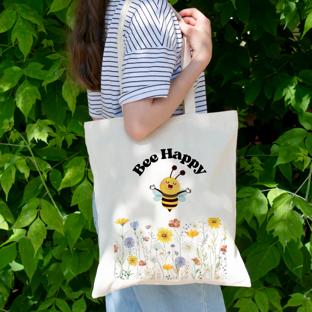 Bee Happy Tote Bag (Ships Only To India)
