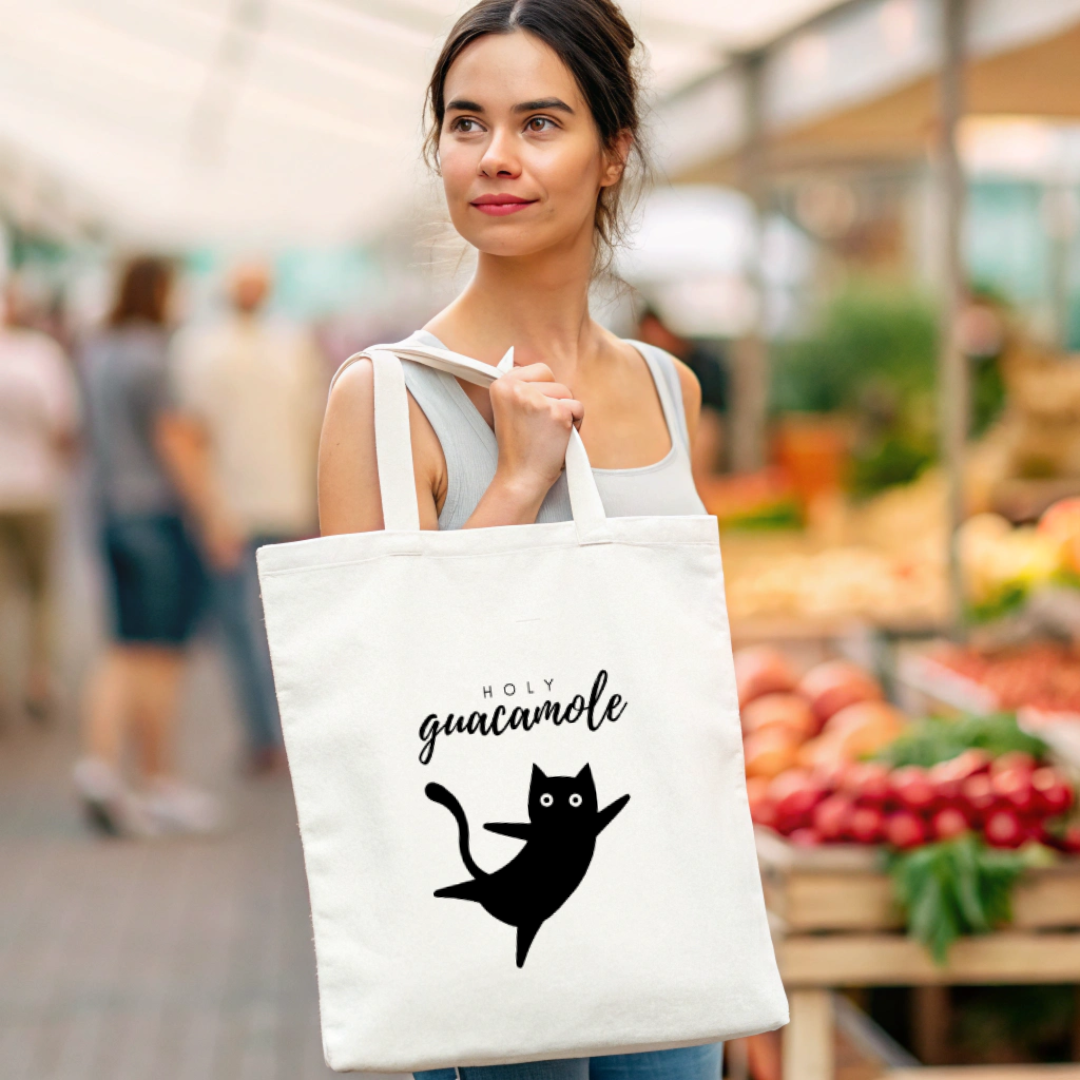 Cat Holy Guacamole Tote Bag (Ships Only To India)