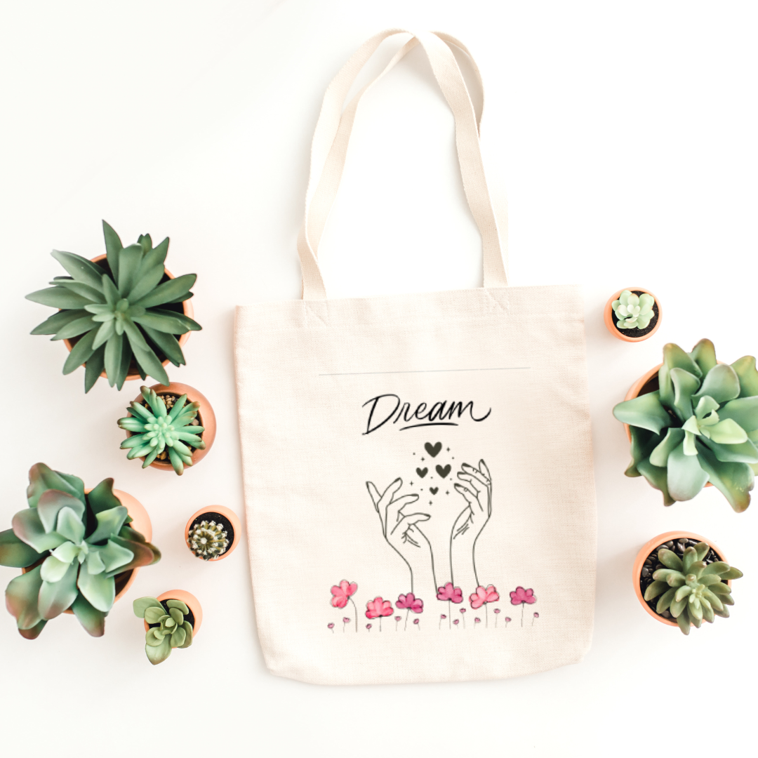 Dream Hands Flowers Tote Bag (Ships Only To India)