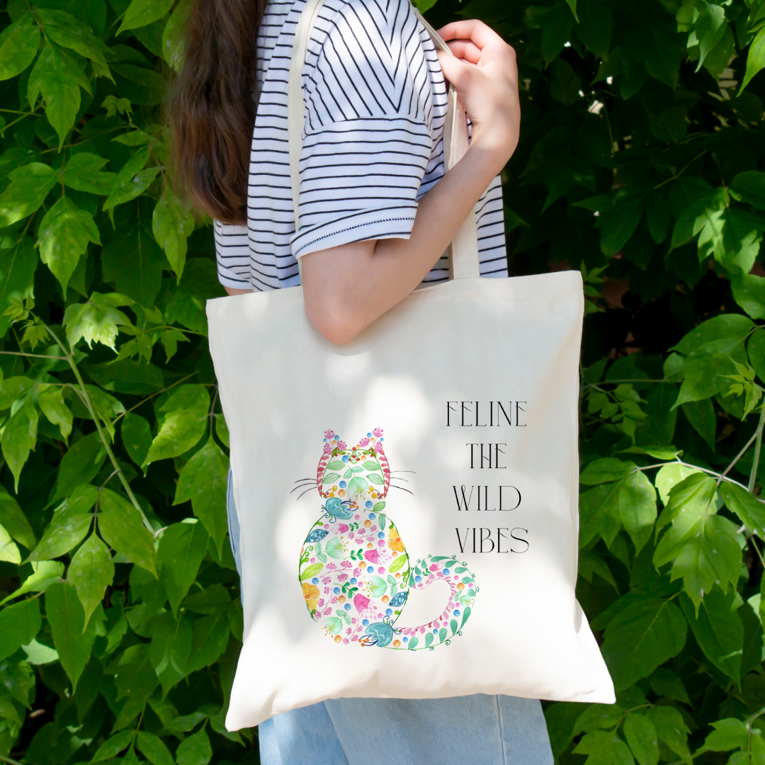 Feelin the wild vibes tote bag (Ships Only To India)