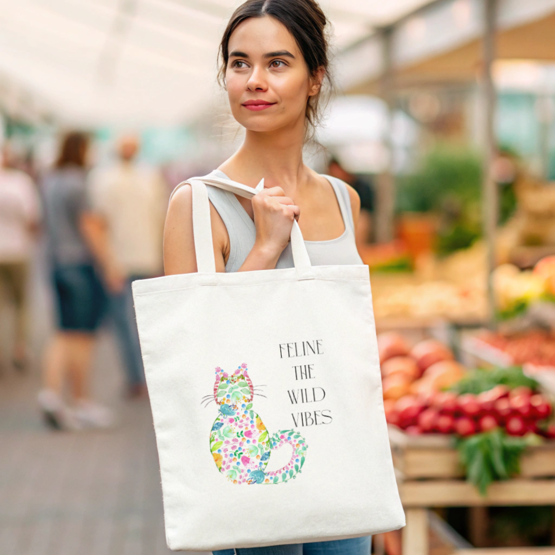 Feelin the wild vibes tote bag (Ships Only To India)