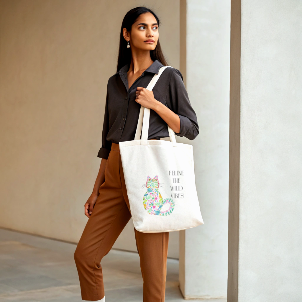 Feelin the wild vibes tote bag (Ships Only To India)