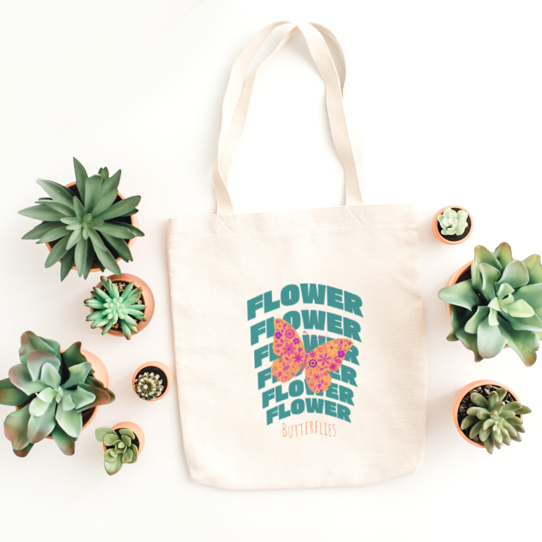 Flower Butterflies Tote Bag (Ships Only To India)
