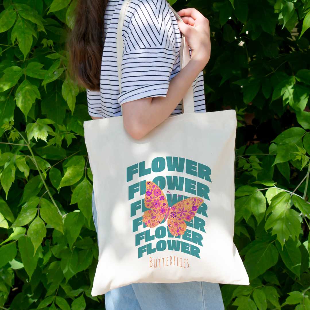 Flower Butterflies Tote Bag (Ships Only To India)