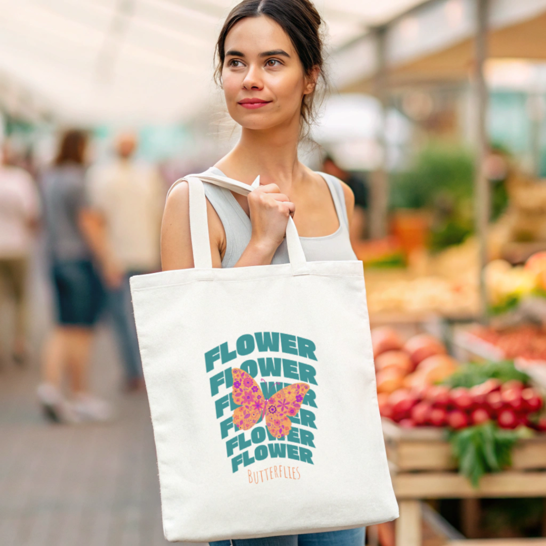 Flower Butterflies Tote Bag (Ships Only To India)