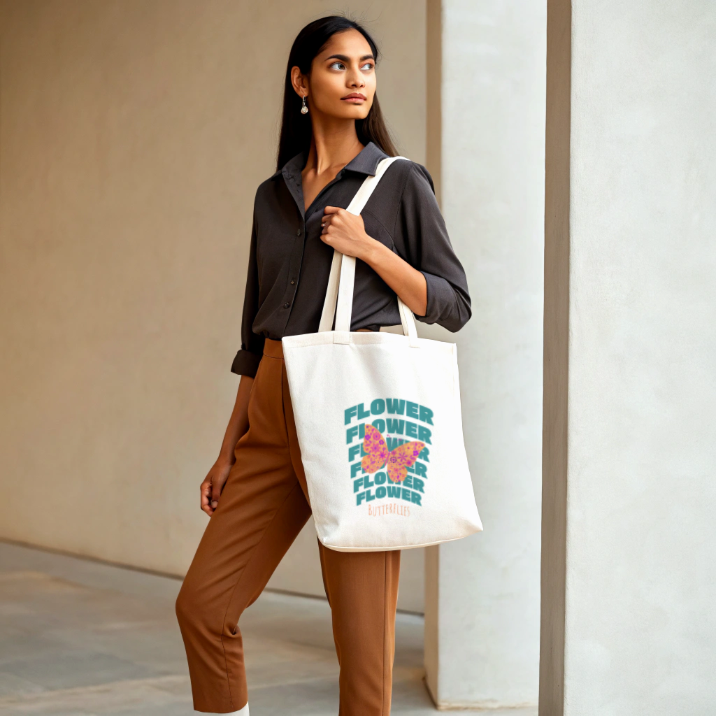 Flower Butterflies Tote Bag (Ships Only To India)
