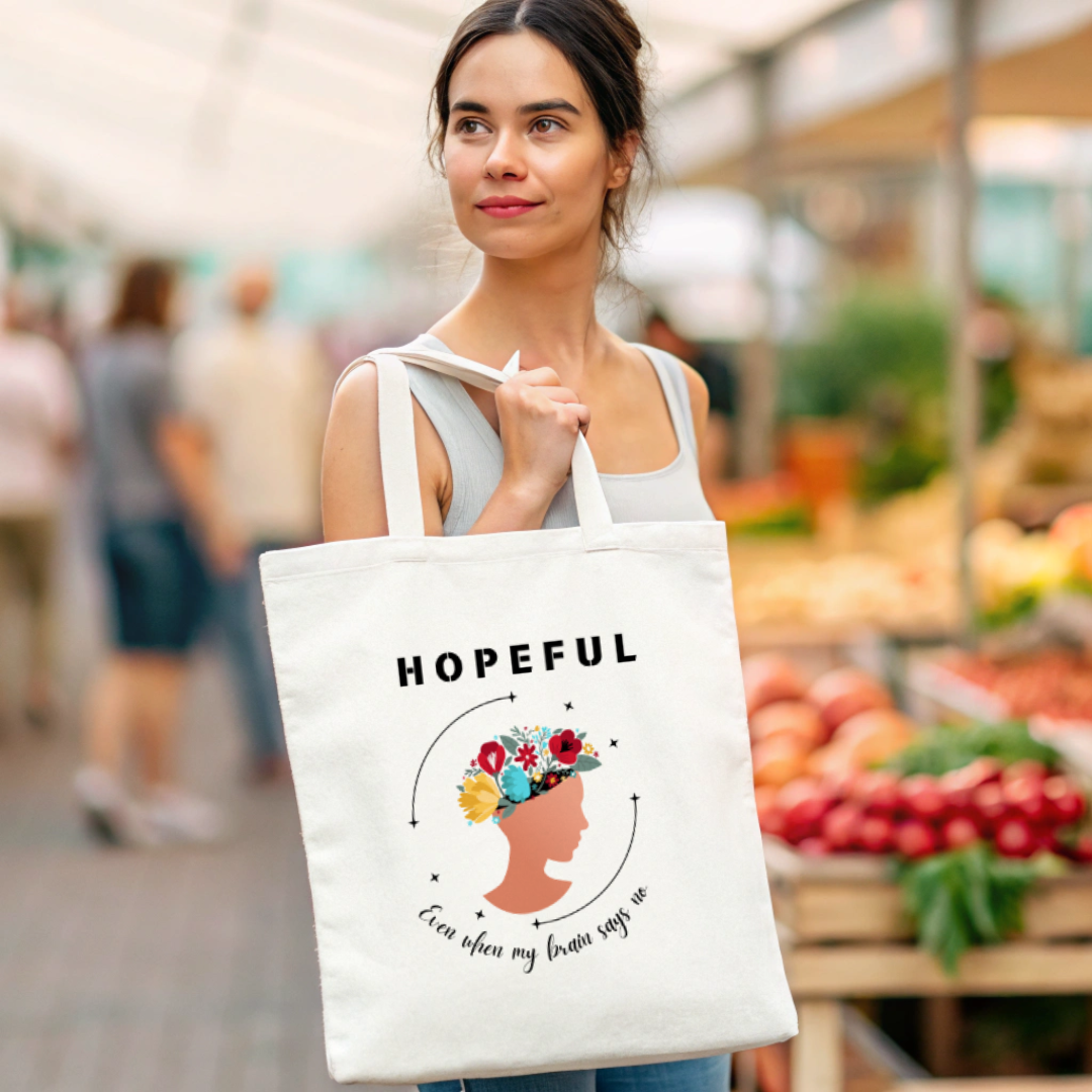 Be Hopeful Floral Mindfulness Tote Bag (Ships Only To India)