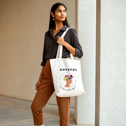Be Hopeful Floral Mindfulness Tote Bag (Ships Only To India)