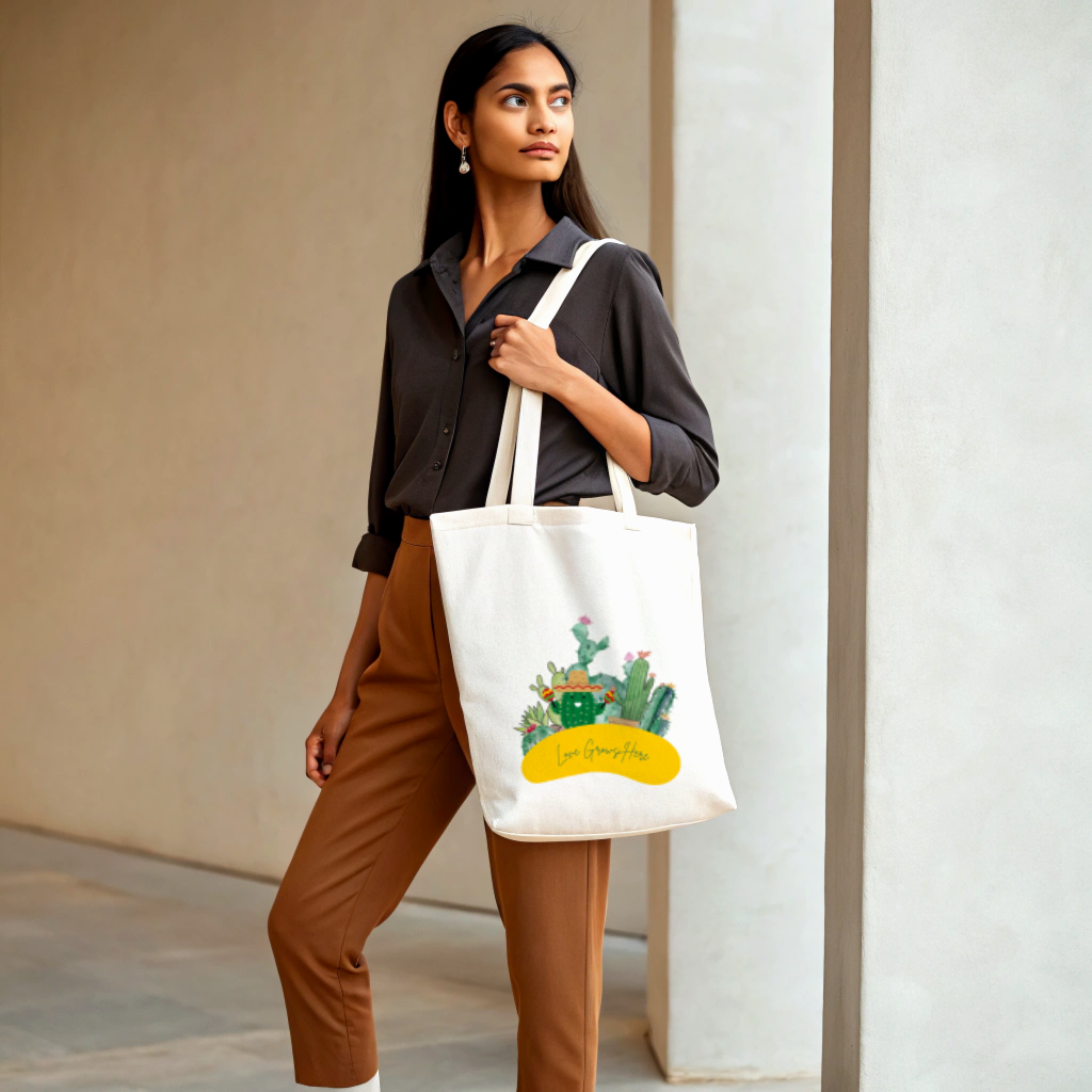Everyday Large Tote Bag Love Grows Here (Ships Only To India)