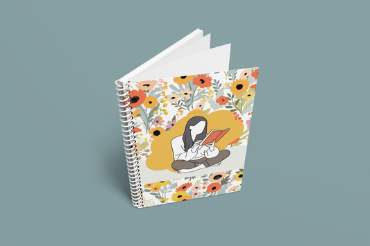 BOHO Floral Girl Reading Spiral Wiro Notebook (Ships Only To India)