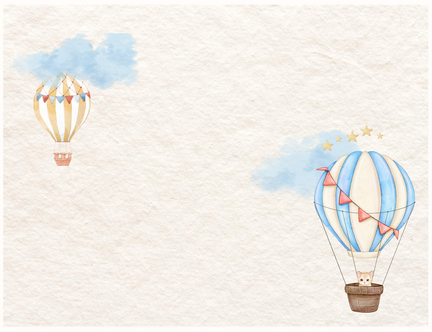 Kids Tags & Flat Card - Hot Air Balloons - Set of 20 / 50