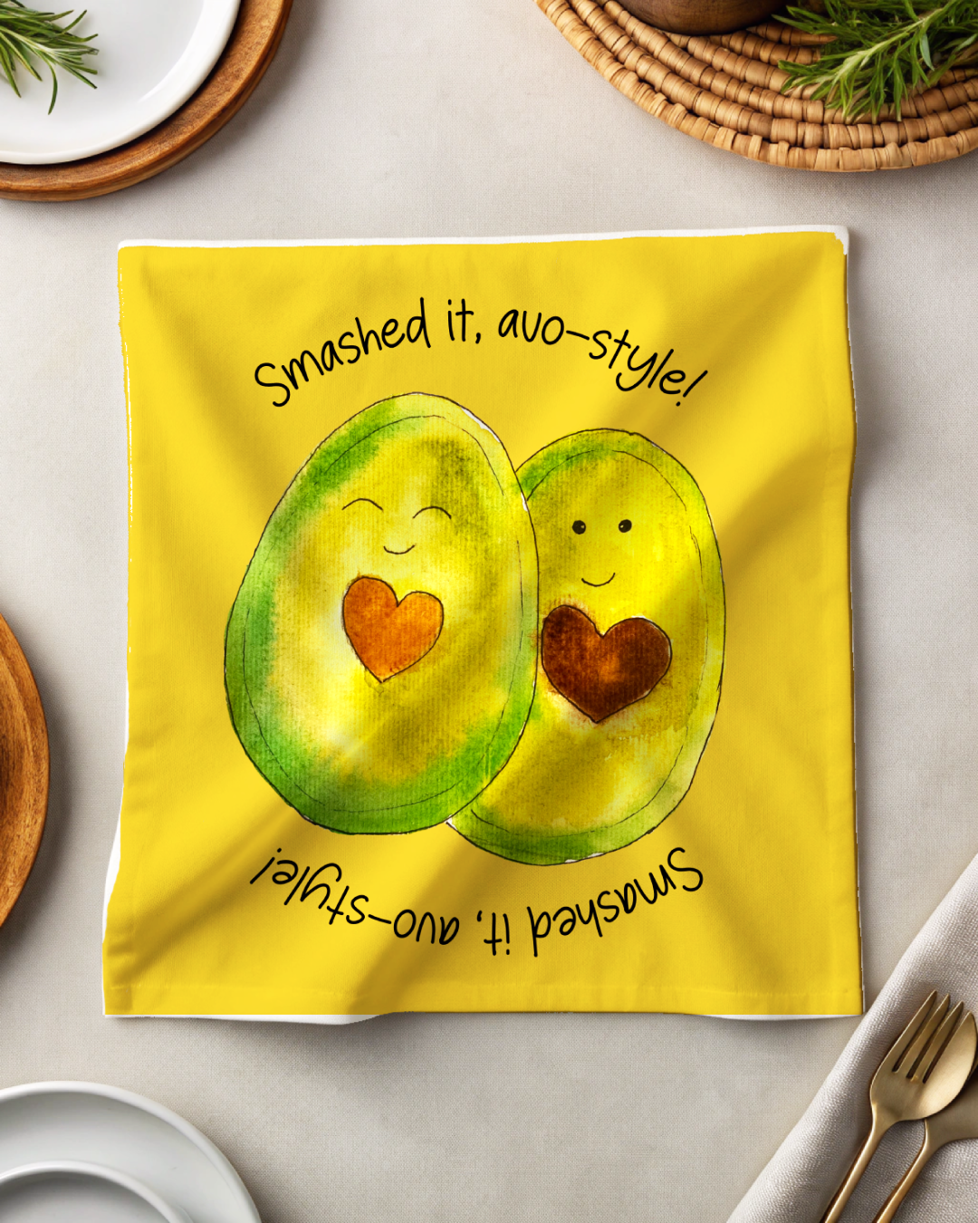 Tea Napkin - Avocado Smashed It (Ships Only To India)