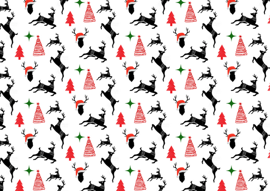 Christmas Happy Reindeer Wrapping Paper - Set of 10 / Set of 20