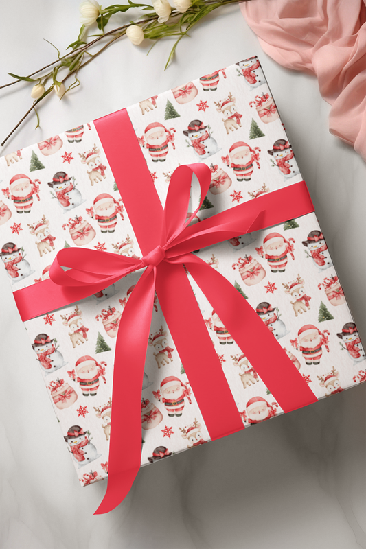 Santa & Friends Wrapping Paper - Set of 10 / Set of 20