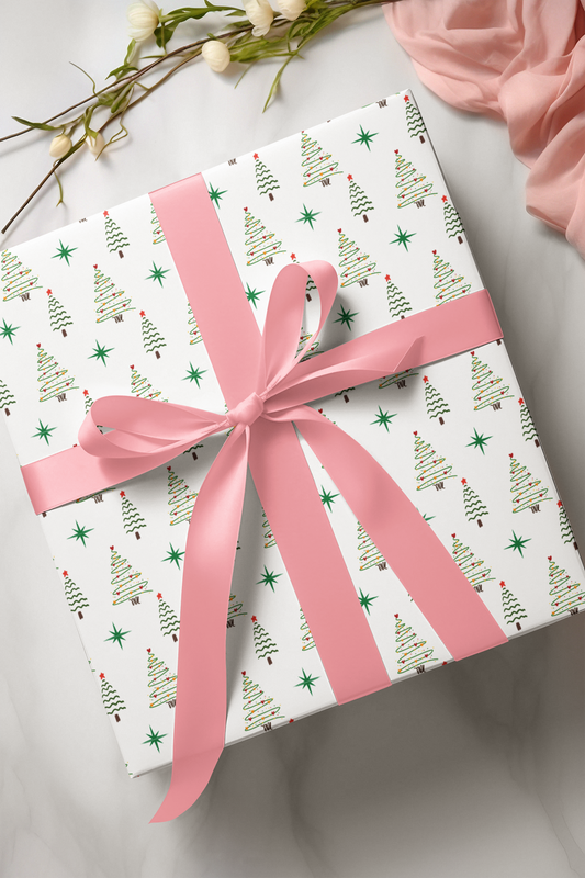 Christmas Trees Wrapping Paper - Set of 10 / Set of 20