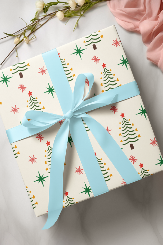 Christmas Tree & Stars Wrapping Paper - Set of 10 / Set of 20