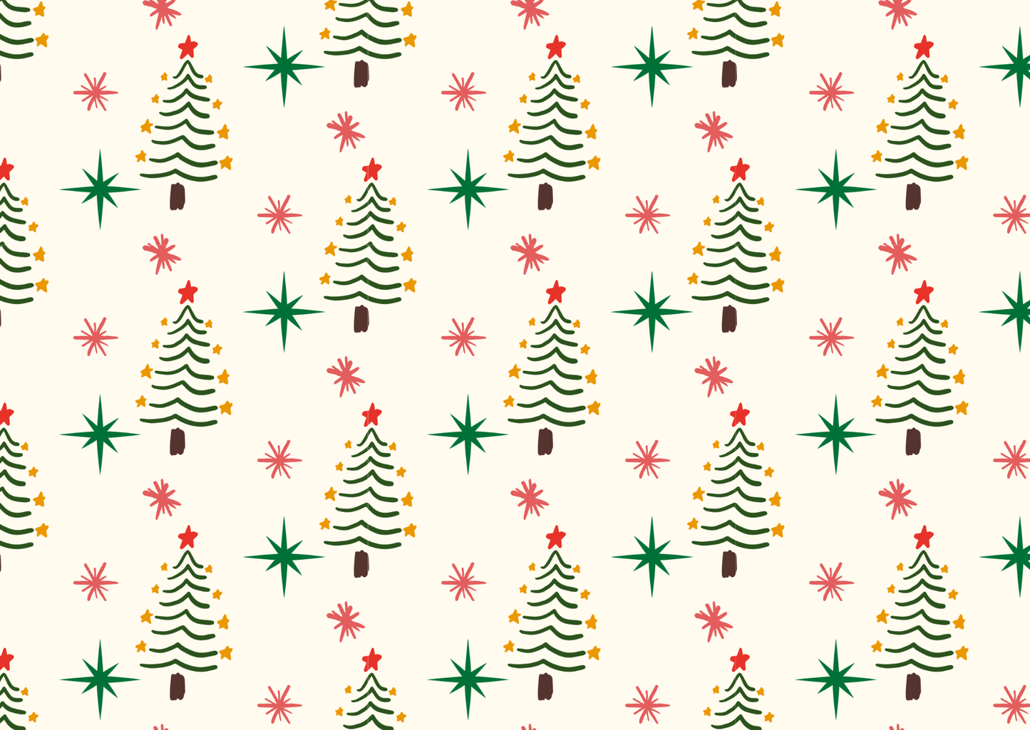 Christmas Tree & Stars Wrapping Paper - Set of 10 / Set of 20