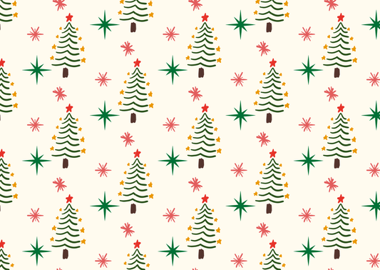 Christmas Tree & Stars Wrapping Paper - Set of 10 / Set of 20