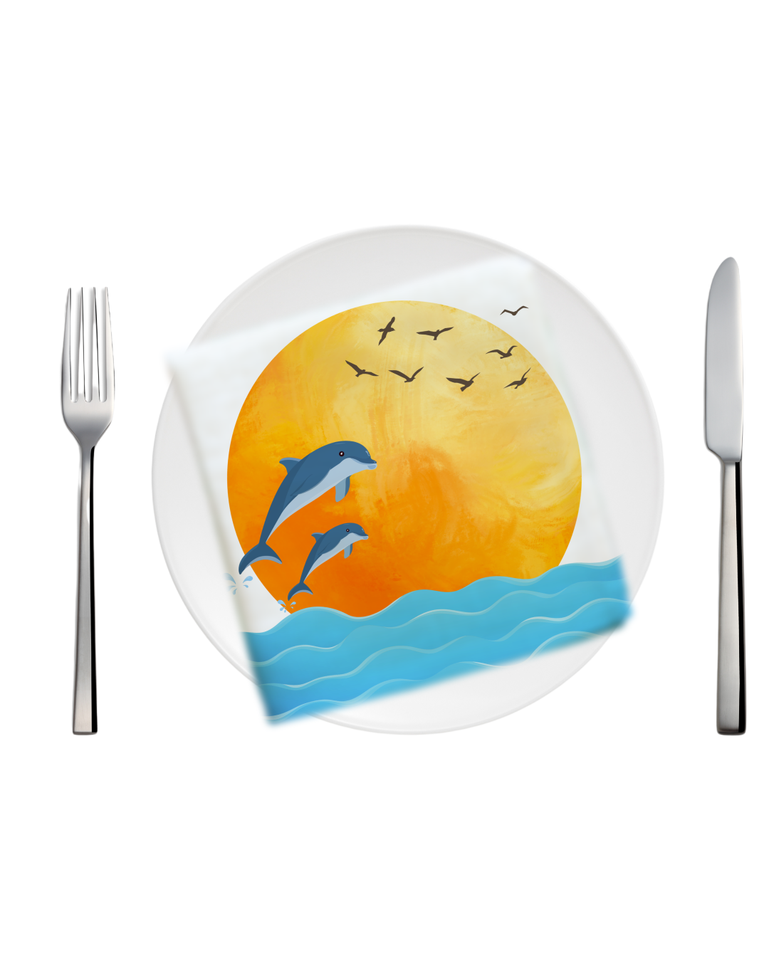 Tea Napkin - Dolphins Splashing Out (Ships Only To India)