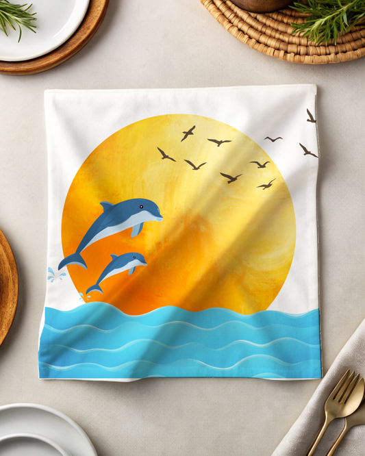 Tea Napkin - Dolphins Splashing Out (Ships Only To India)