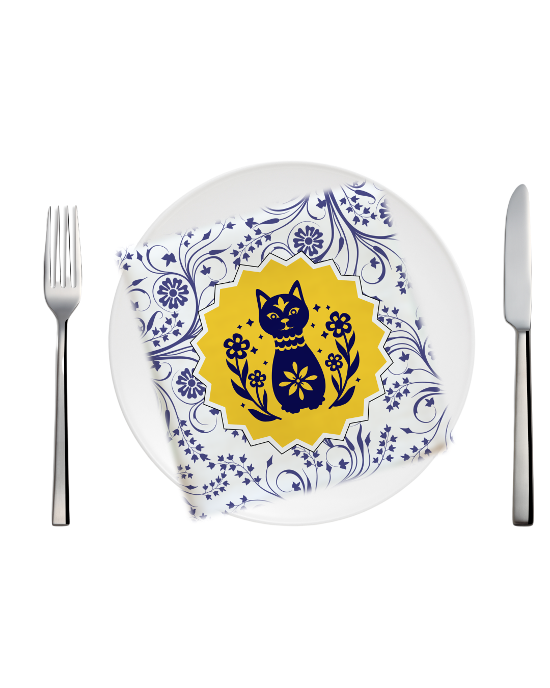 Tea Napkin - Floral Cat Pattern (Ships Only To India)