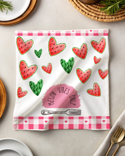Tea Napkin - Melon Vibes Only Red & Green (Ships Only To India)