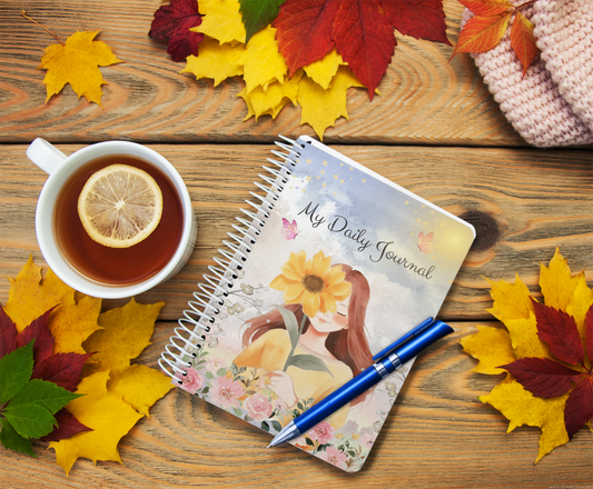 My Daily Journal Girl & Flower Spiral Wiro Notepad (Ships Only To India)