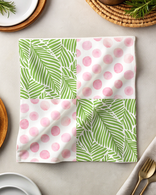 Tea Napkin - Polka Dots & Leaves (Ships Only To India)