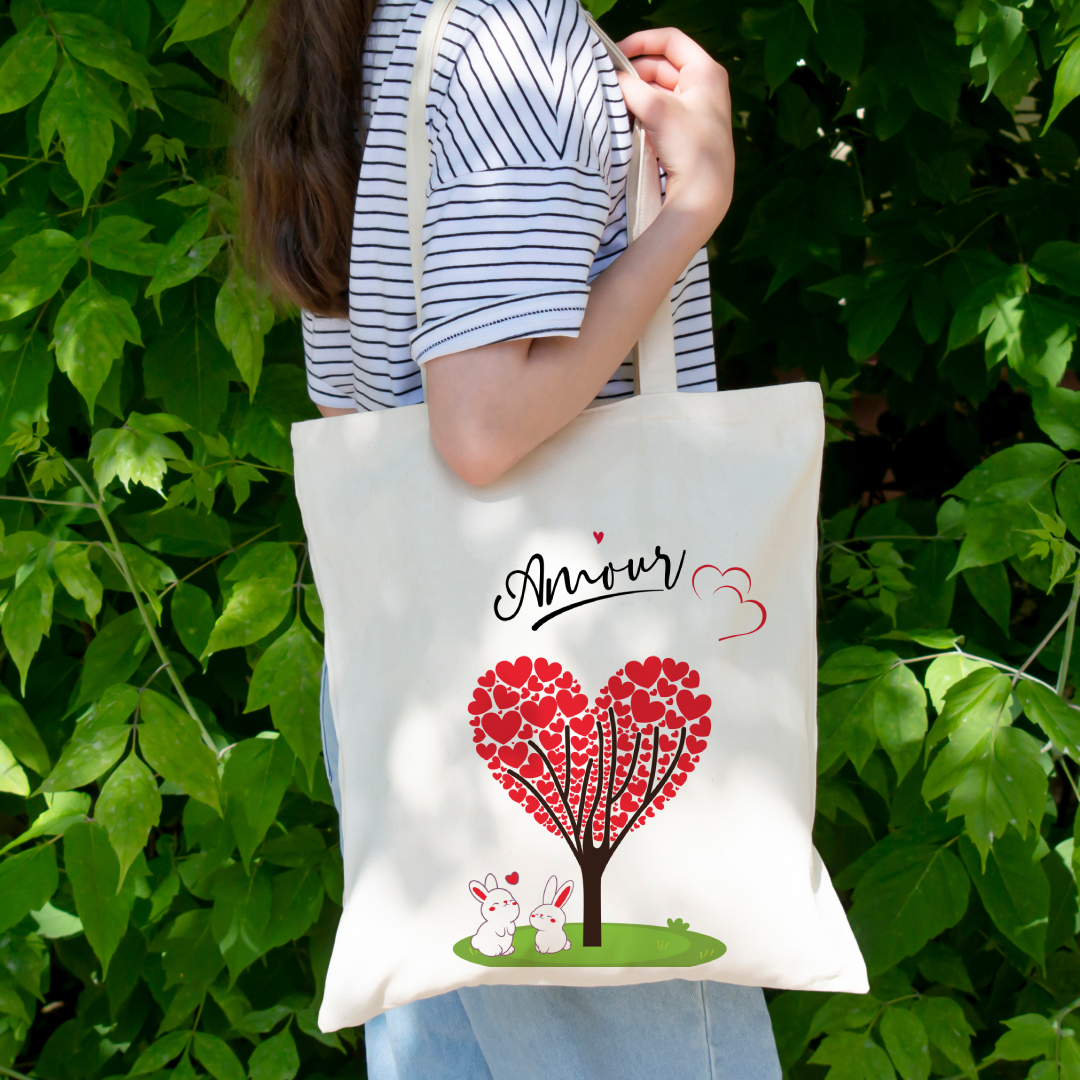Cute Love Amour Rabbits Tote Bag (Ships Only To India)