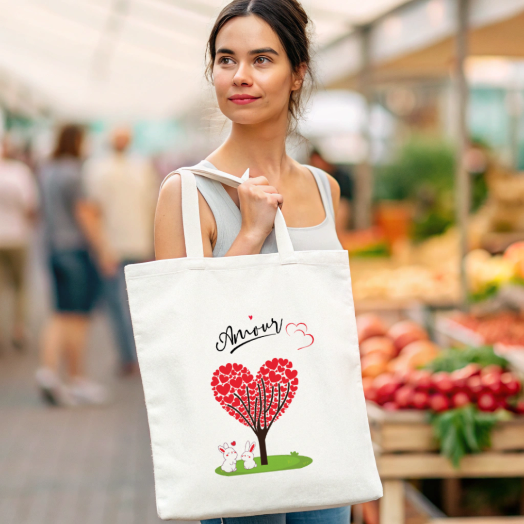 Cute Love Amour Rabbits Tote Bag (Ships Only To India)