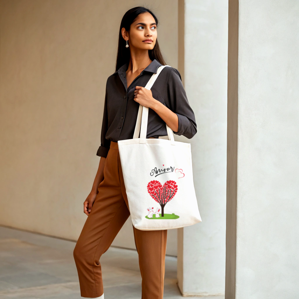 Cute Love Amour Rabbits Tote Bag (Ships Only To India)