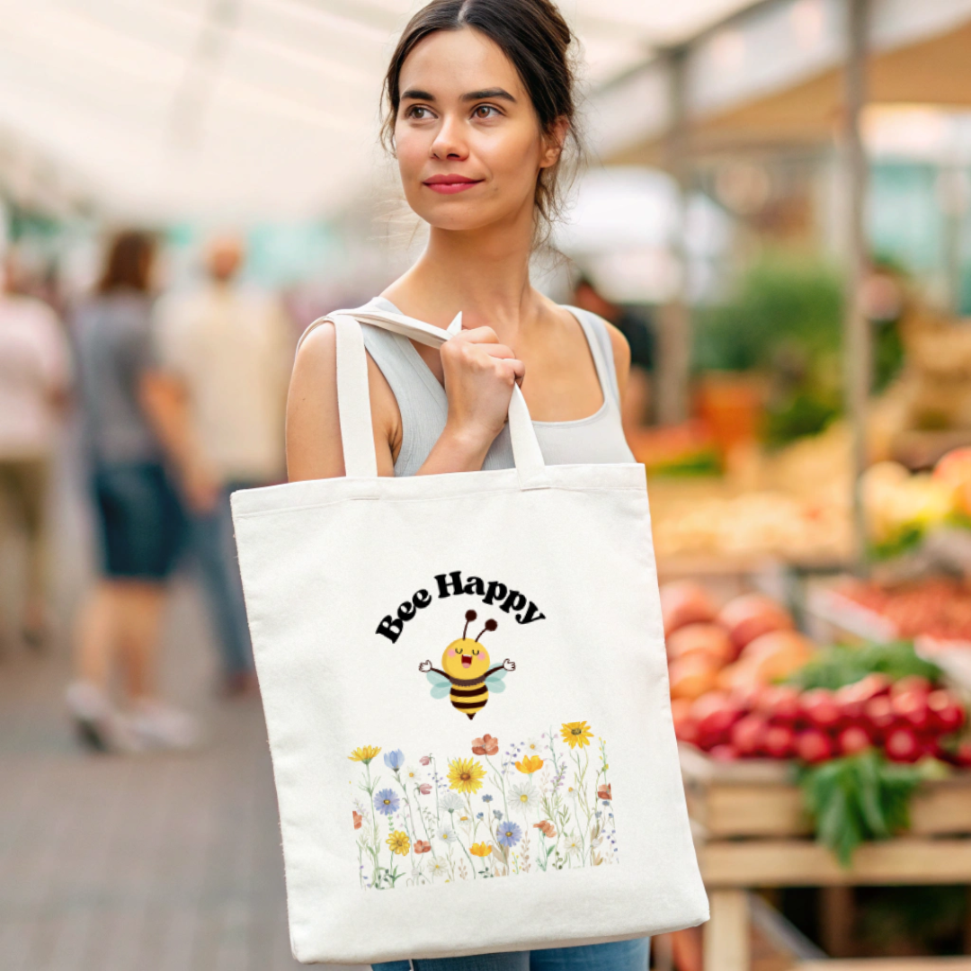 Bee Happy Tote Bag (Ships Only To India)