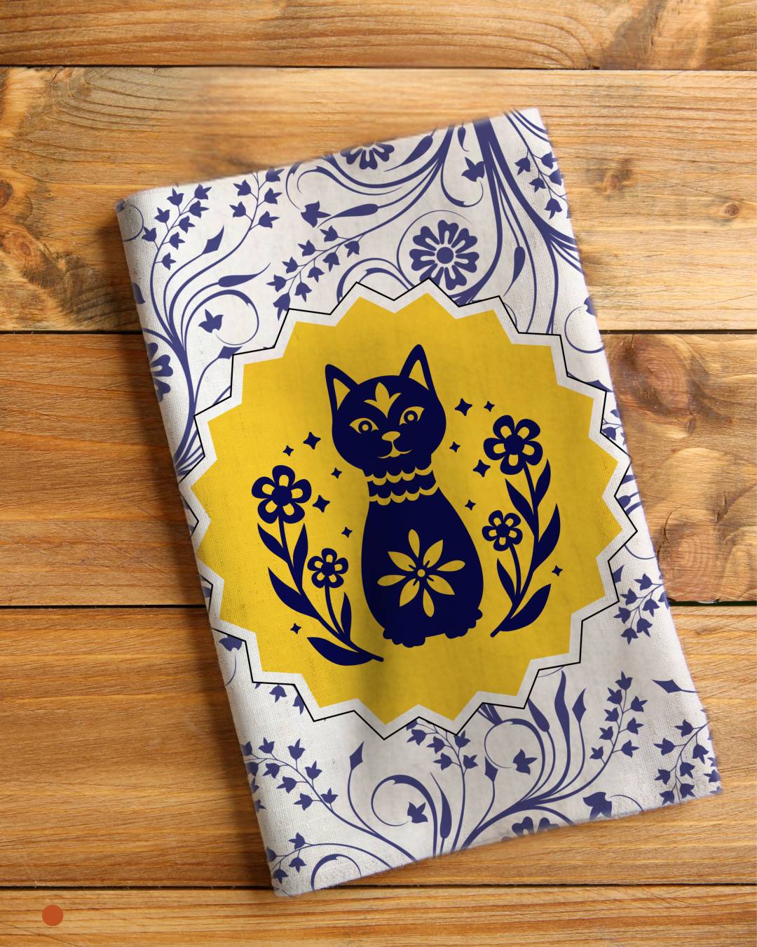 Tea Napkin - Floral Cat Pattern (Ships Only To India)