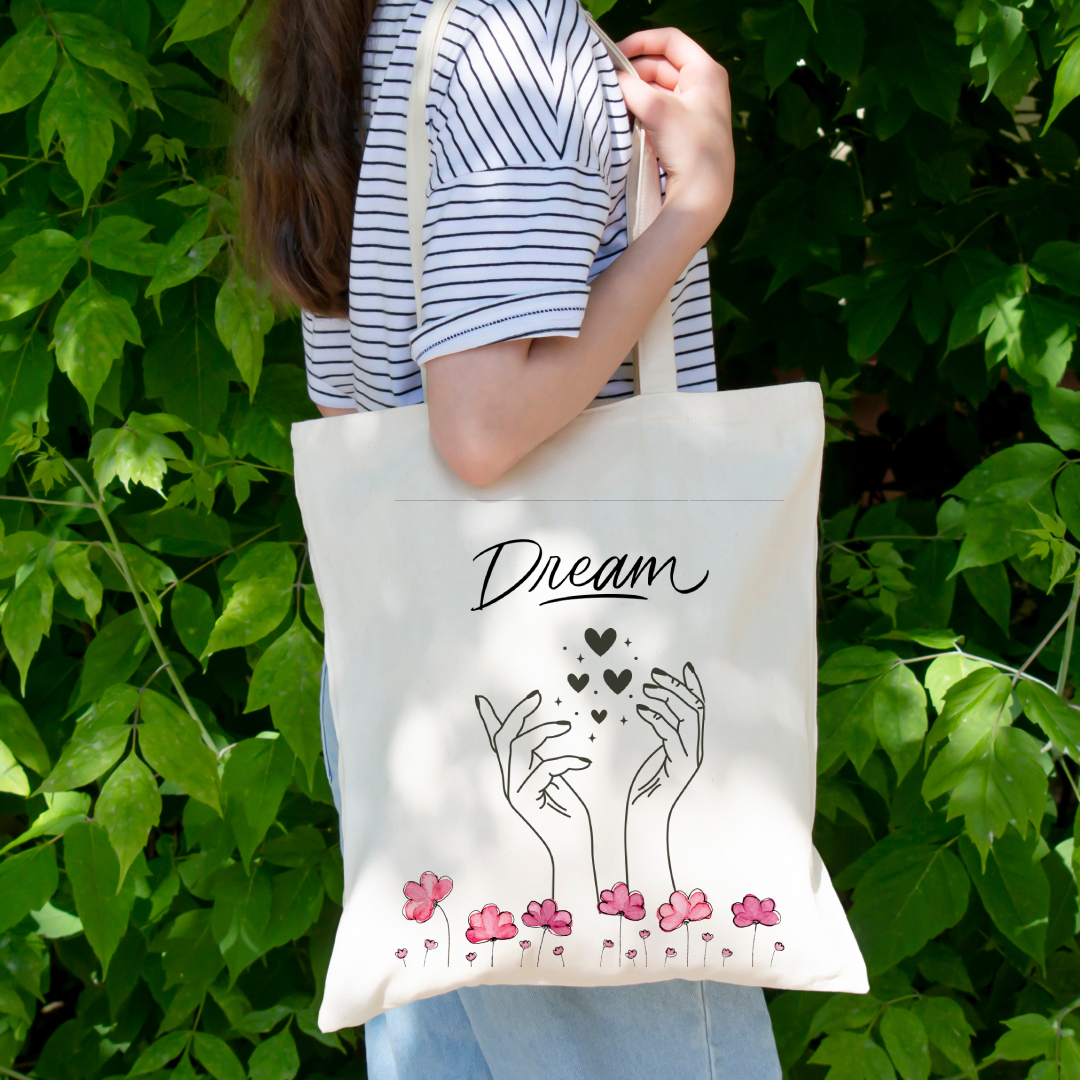 Dream Hands Flowers Tote Bag (Ships Only To India)