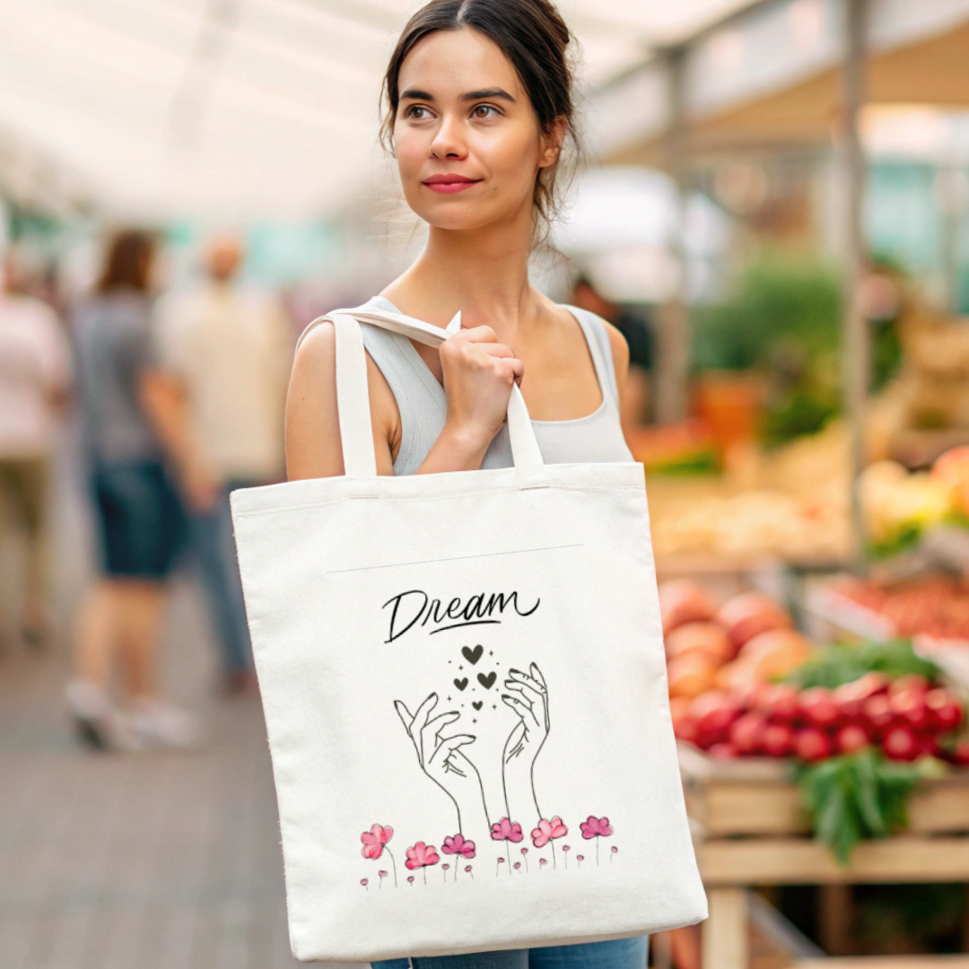 Dream Hands Flowers Tote Bag (Ships Only To India)