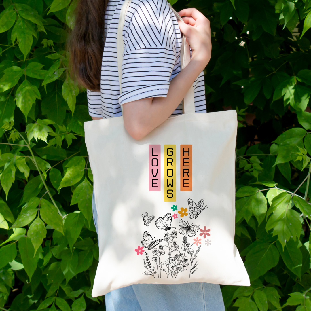 Love Grows Here Tote Bag (Ships Only To India)