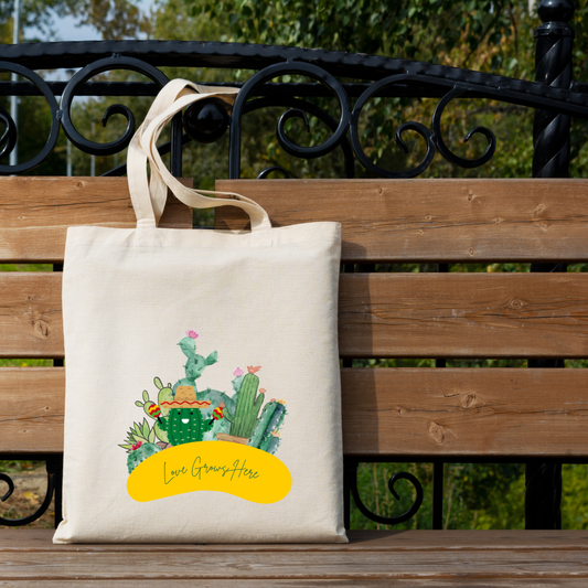 Everyday Large Tote Bag Love Grows Here (Ships Only To India)