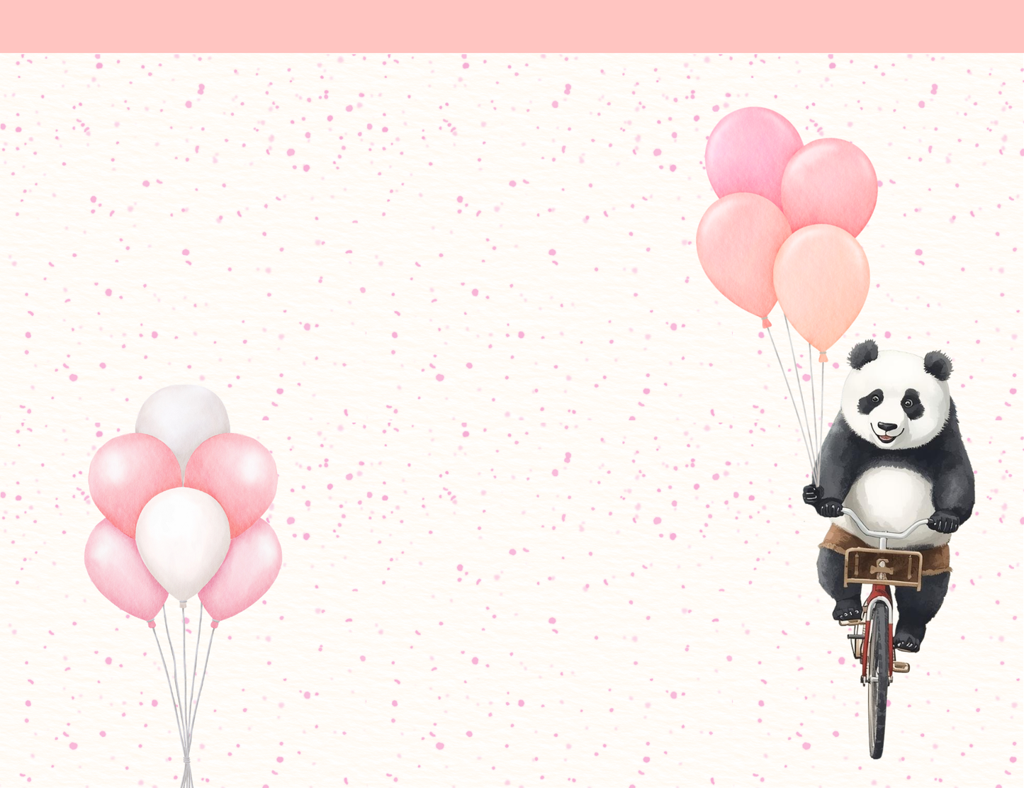 Kids Tags & Flat Card - Panda On Cycle with Balloons - Set of 20 / 50