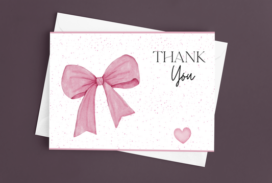 Kids / Adults Tags & Flat Card - Pink Bow - Set of 20 / 50