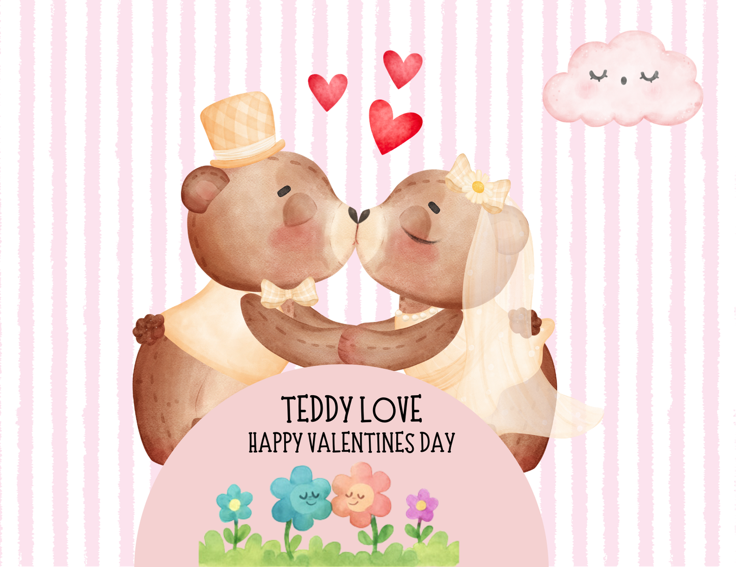 Valentines Day Tags & Flat Card - Teddy Love - Set of 20 / 50