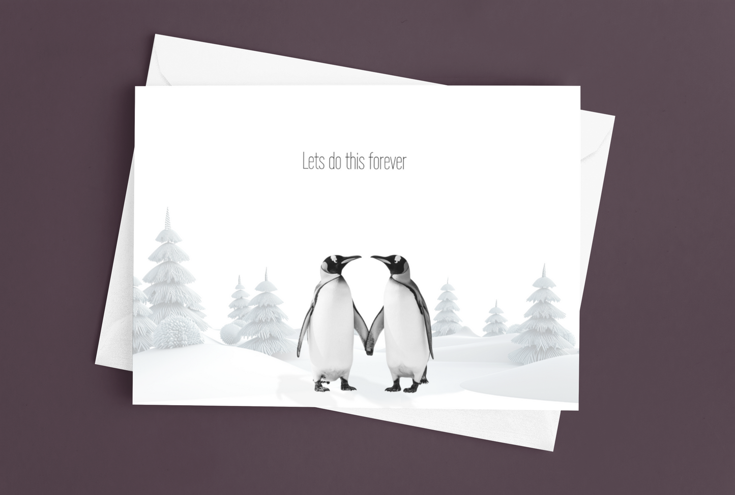 Valentines Day Tags & Flat Card - Penguins In Love - Set of 20 / 50