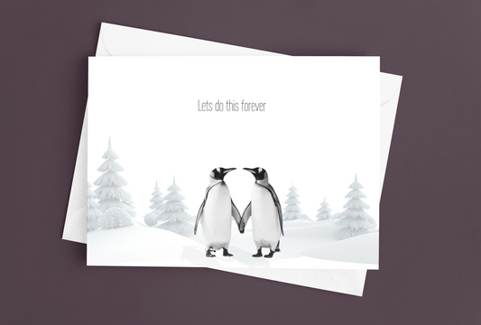 Valentines Day Tags & Flat Card - Penguins In Love - Set of 20 / 50