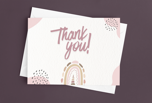 Kids / Adults Tags & Flat Card - Boho Thank You - Set of 20 / 50